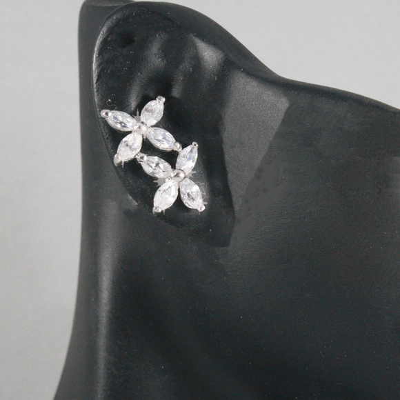 Space City Jewels Jewelry - CZ Stacked ladder flower earrings